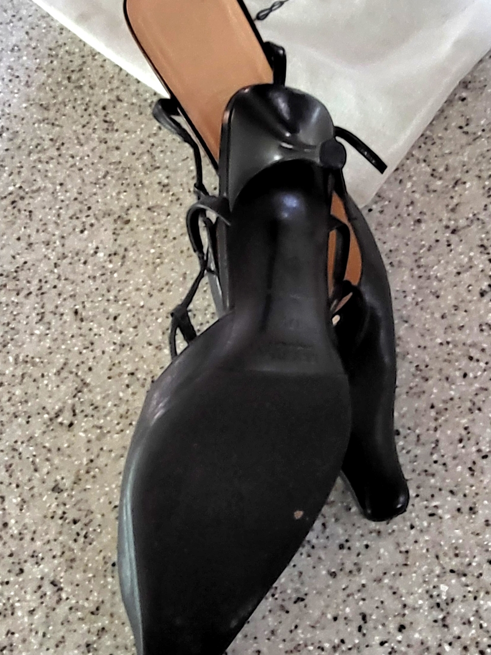 Prada Black Leather Pointed Slingback Heels - Picture 4 of 12